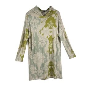 Saturday Sunday Anthropologie Hooded Tunic Dress M Green‎ Floral Jacquard Knit